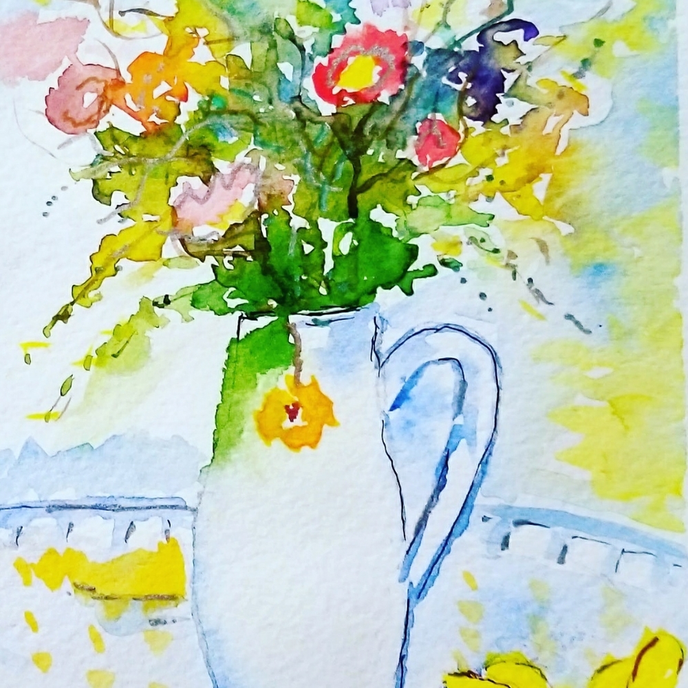 Original Watercolor Print of Bouquet  in Home Decor